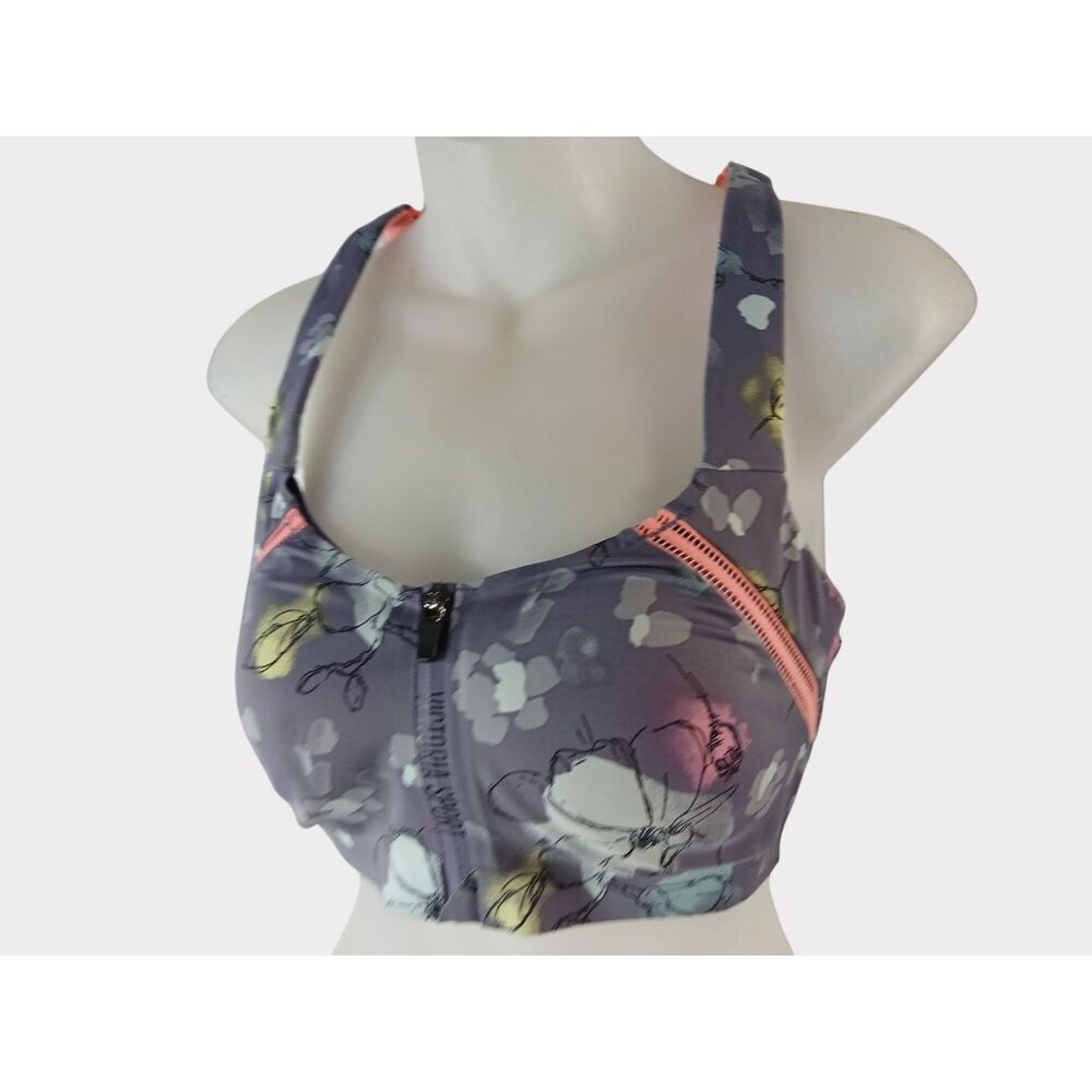 Victorias Secret Sport Floral Zip Sports Bra 32DDD Incredible Knockout Ultra Max - Picture 3 of 12